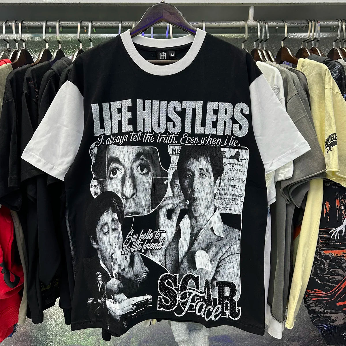 Masked Angel Shooting Arrows Diamond Cotton Short Sleeve Tshirts for Men and Women Crew Neck Loose Summer T-shirt Oversized Tees