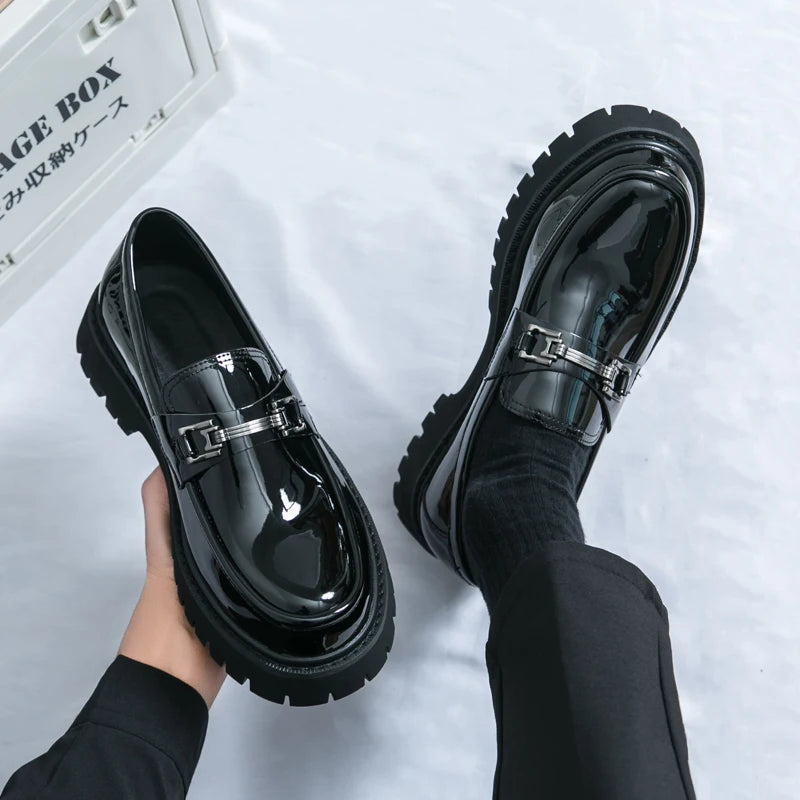 Men’s Thick-Sole Slip-On Loafers – Pointed Toe Casual & Formal Dress Shoes