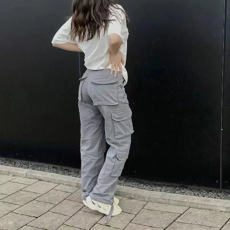 2024 European and American New Women's Street Hip Hop Style Low Waist Fashion Trendy Workwear Denim Casual Pants for Women
