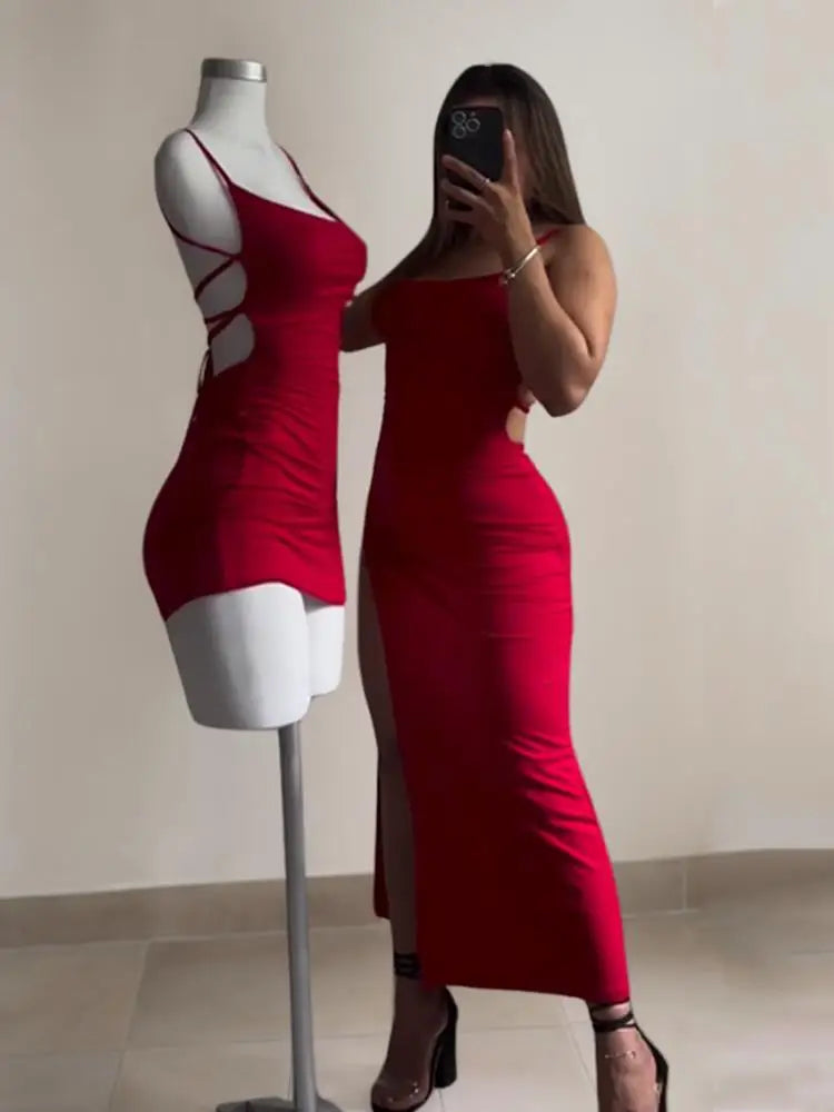 High sensibility halter strap Spice Girl bag hip dress