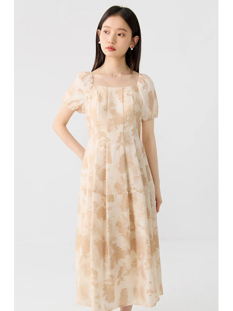 ZIQIAO Petite Suspender Dress For Women's Summer 2024 New French Short Sleeved Medium Length A-line Dress 24ZQ92215+24ZQ92208