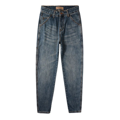 Fashion Streetwear Men Jeans Retro Blue Casual Denim Cargo Pants