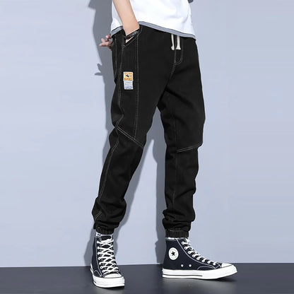 New Men's Jeans Spring And Autumn Trend Washed Elastic Waist Harlan Pants