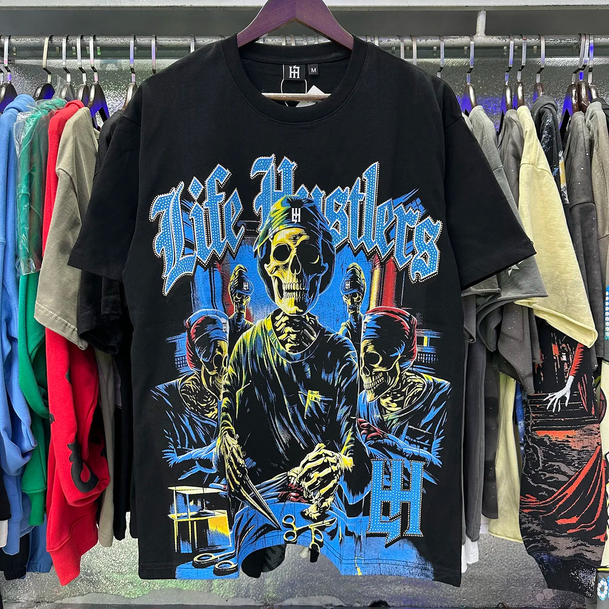 Masked Angel Shooting Arrows Diamond Cotton Short Sleeve Tshirts for Men and Women Crew Neck Loose Summer T-shirt Oversized Tees