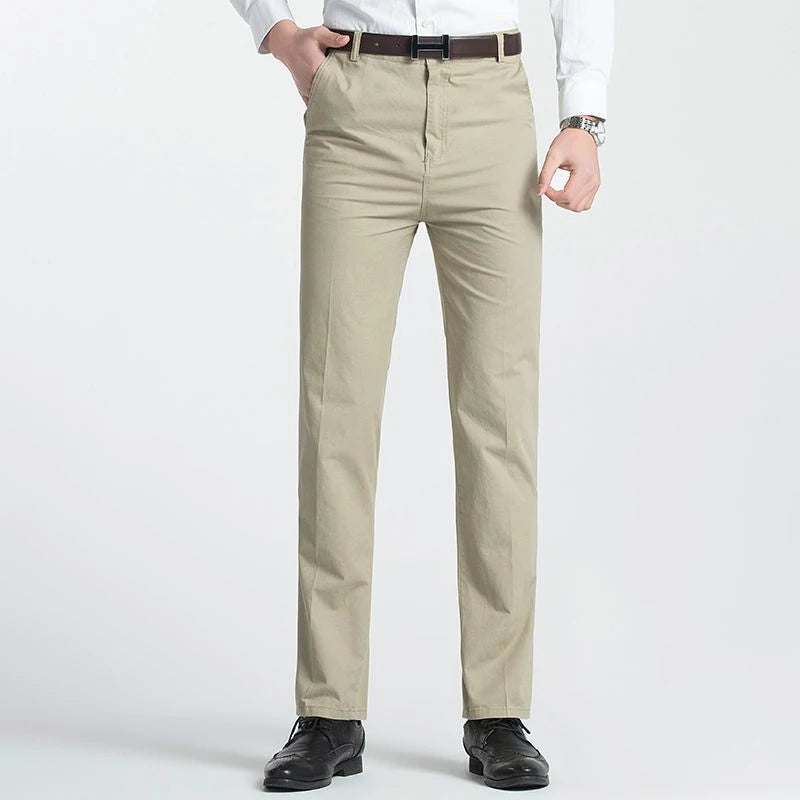 Cotton Straight Suit Pants Men's Loose Trousers