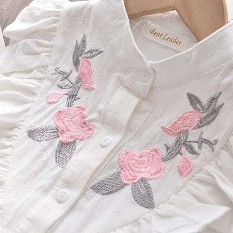 Casual Girl's Embroidered Sleeveless Shirt+Shorts