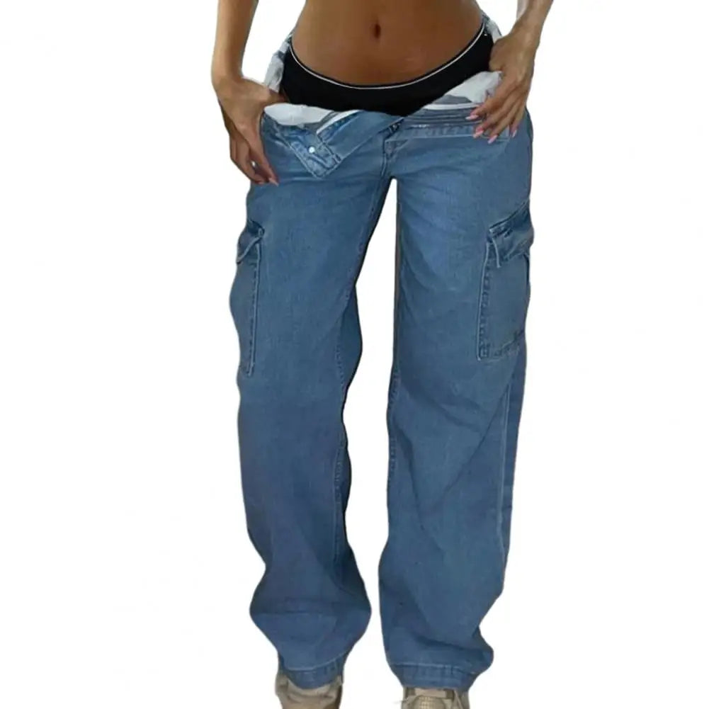 Women's High Waist Cargo Pants with Multiple Pockets
