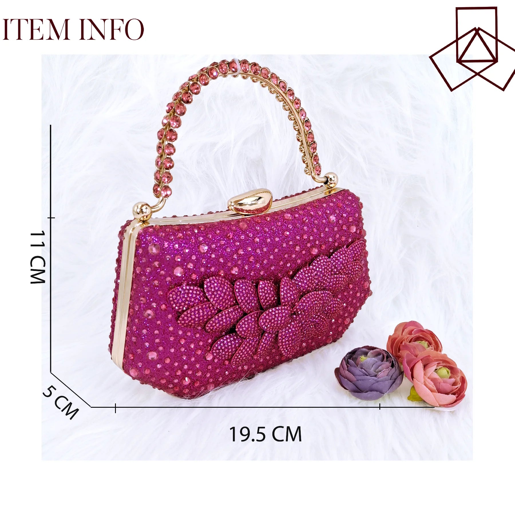 Handmade Garland Gag and Shoes Pointed Toe Pumps Crystal Handle Clutch