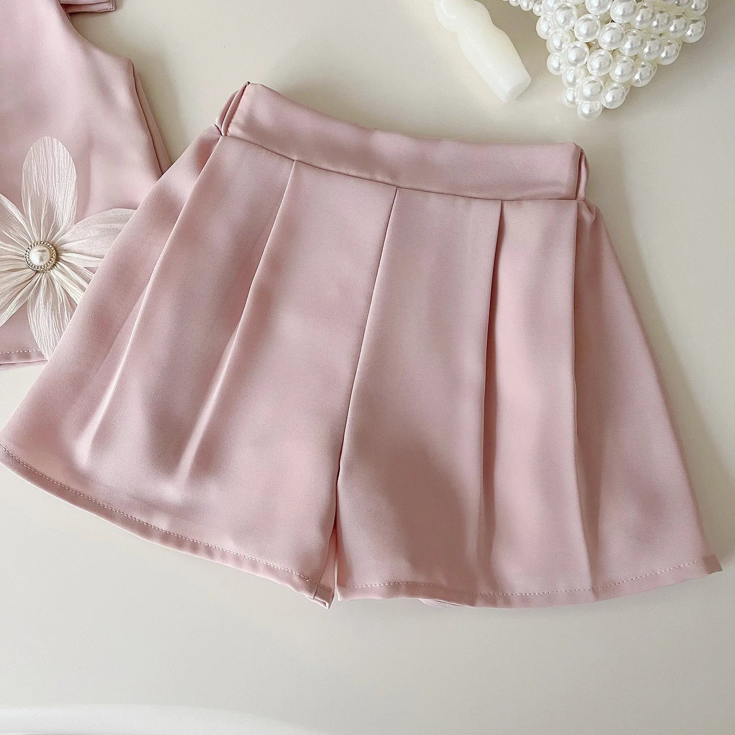Girls Three Flowers Short Sleeve Tshirt+Shorts