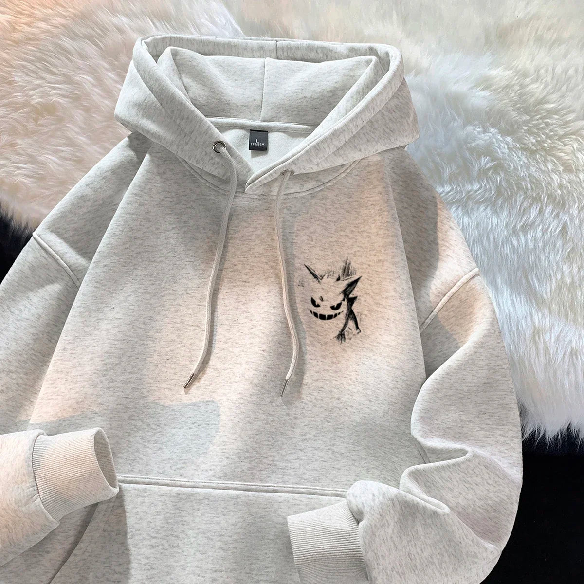 New men's fashionable casual hoodie with American street devil print hoodie for spring and autumn wear trendy and comfortable