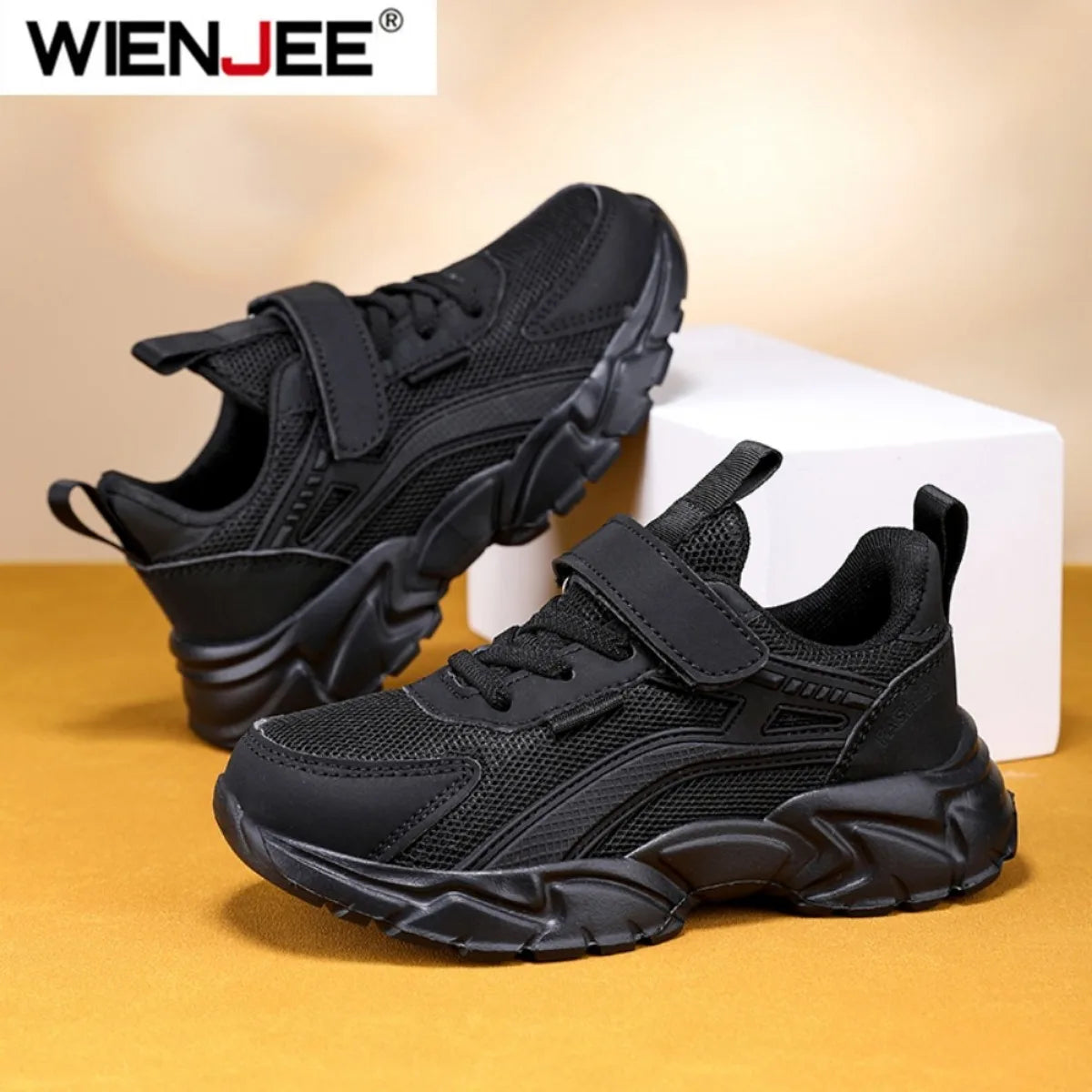 Lightweight Children's Black Sneakers Breathable Mesh for Boys Casual Walking Shoes Non-slip Kid Girls' School Running Shoes