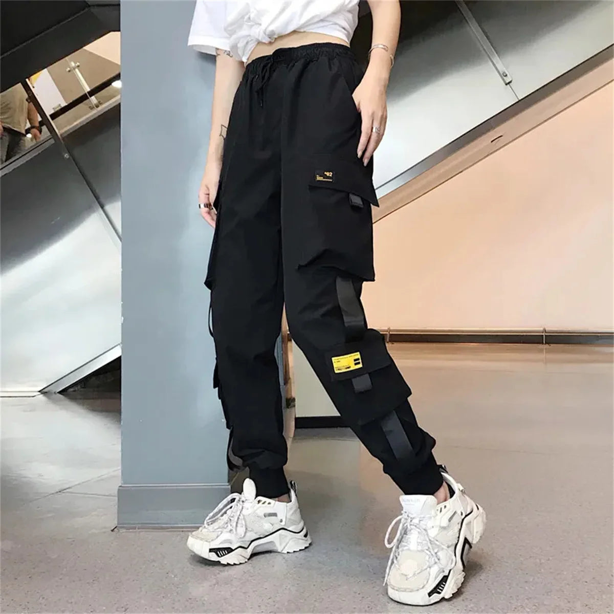 Women High Waist Loose Streetwear Baggy Tactical Trouser