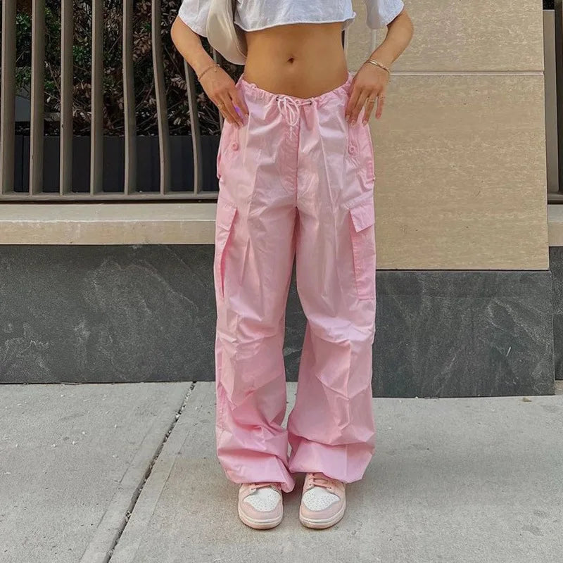 Women Cargo Pants Spring New Streetwear Solid Fashion Pockets