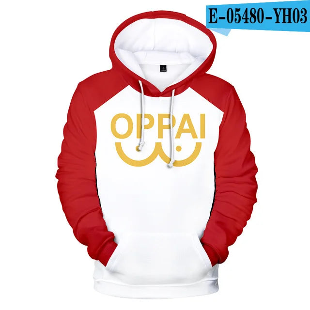 NEW Anime Saitama Oppai Hoodie Hooded Sweatshirt Hoodie Cosplay Costume Fleece Fashion Harajuku Jacket and Coat Brand Clothes