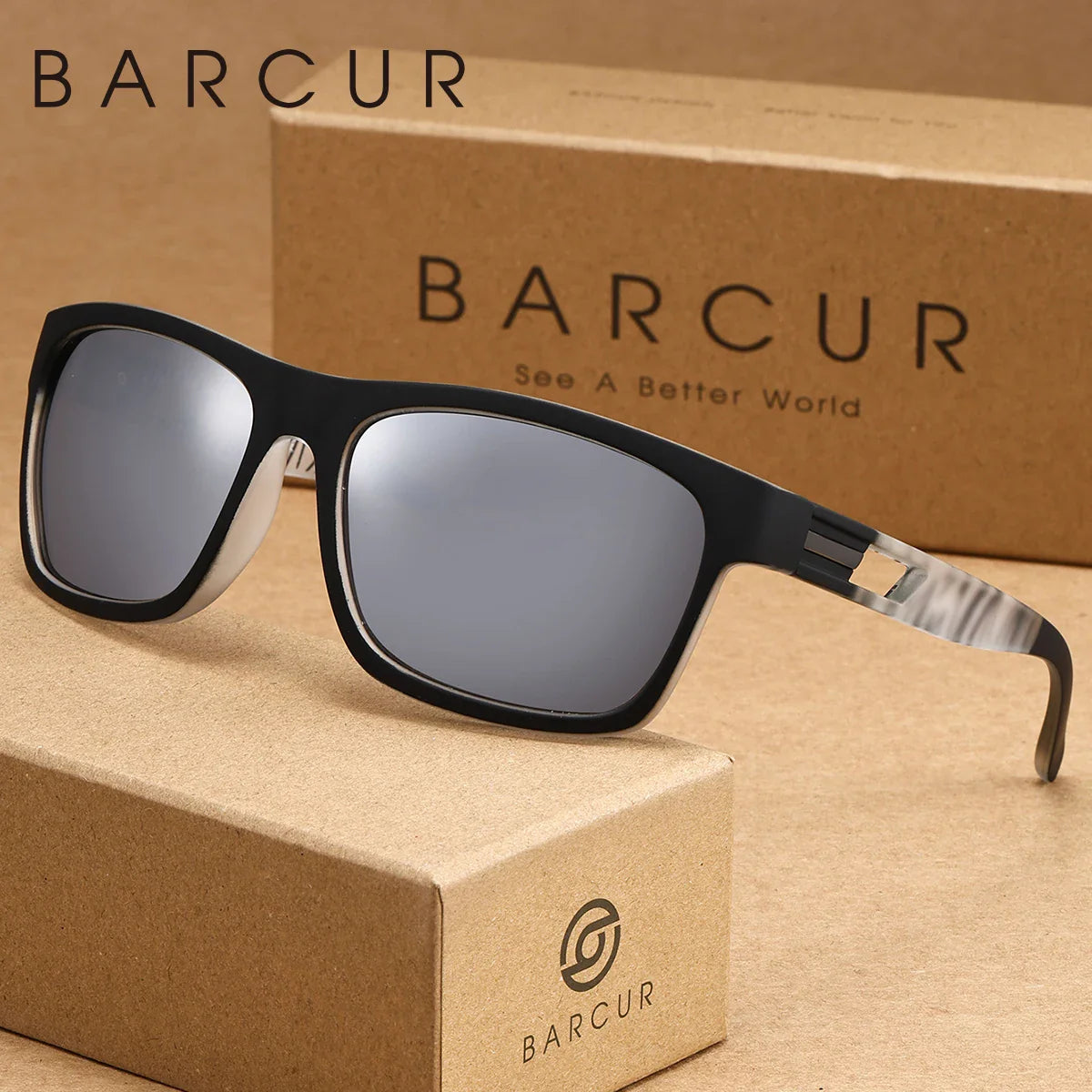 BARCUR Women Box Printed Polarized Sunglasses Tourism Camping Walking Sunscreen Tourism Brand Packaging Gift Giving Men Glasses