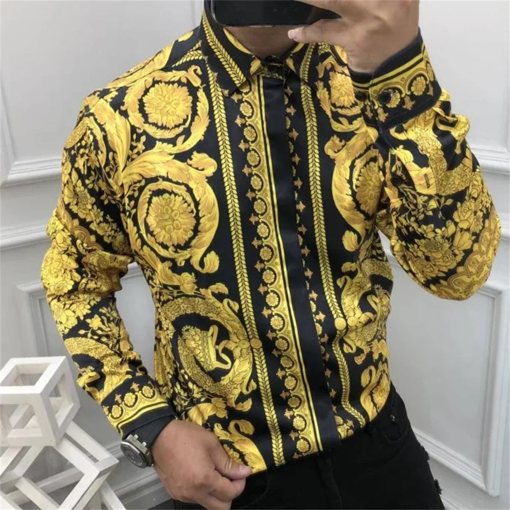2024 Fashion Men's Luxury Shirts Image Print Men's Long Sleeve Lapel Shirts Casual Party Street Hawaiian Shirts Plus Size S-5XL