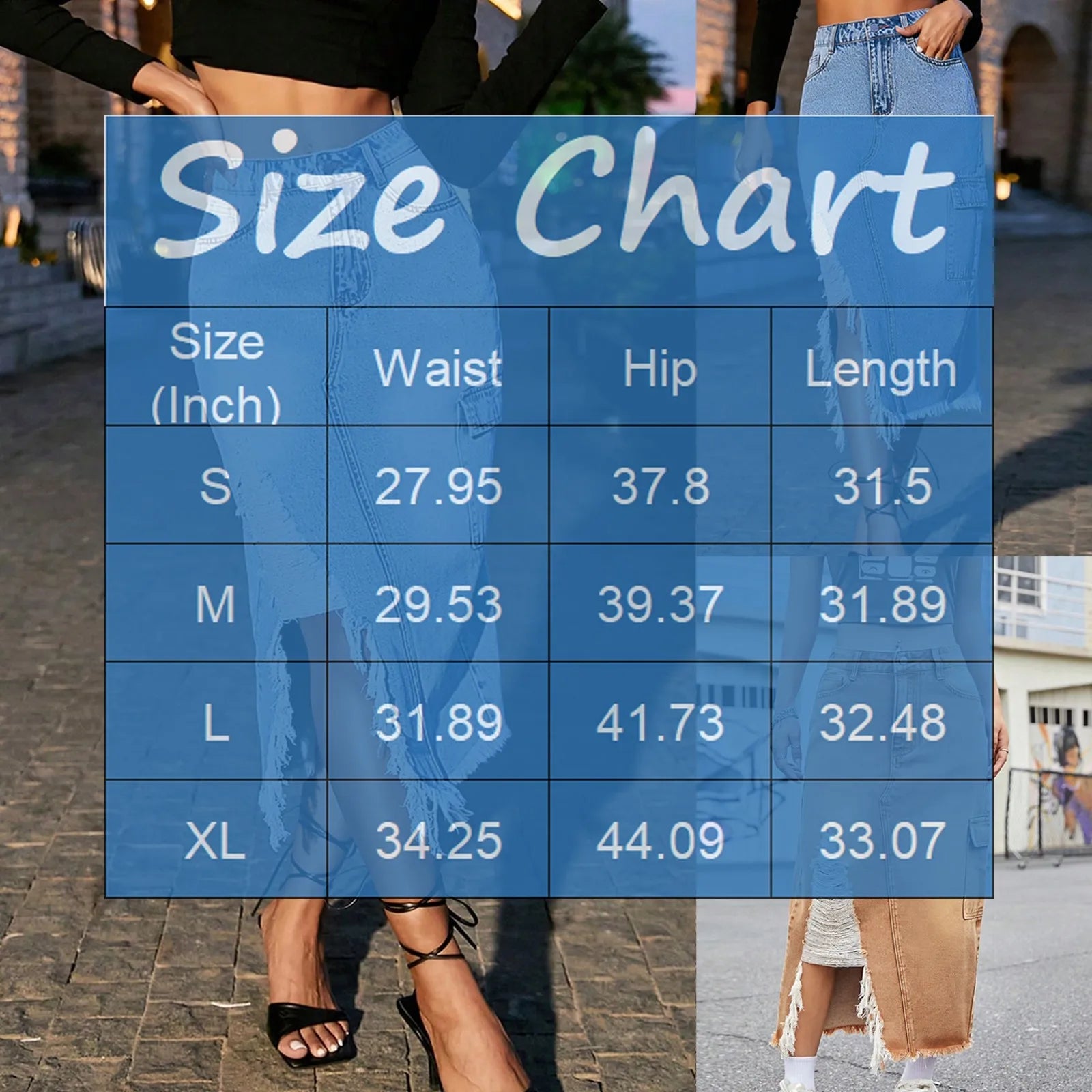 Women'S High-Waisted Denim Slim-Fit Skirt With Side Slits Tassels And Light Blue Raw Edges With Irregular Pockets Fashionable