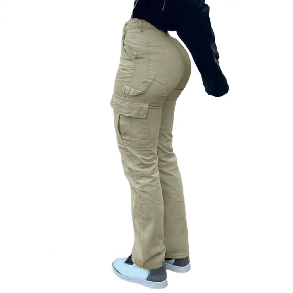 Women's High Waist Cargo Pants with Multiple Pockets