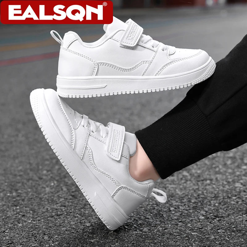White Kids Sneakers Boys Sports Running Shoes Breathable Mesh Lightweight Comfortable Outdoor Tennis Casual Walking Shoes