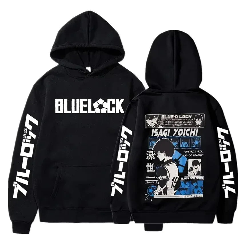 Anime Blue Lock Isagi Yoichi Printed Hooded Men Women Fleece-lined Warm Pullover Hot Manga Printed Hoodies Streetwear Tracksuits