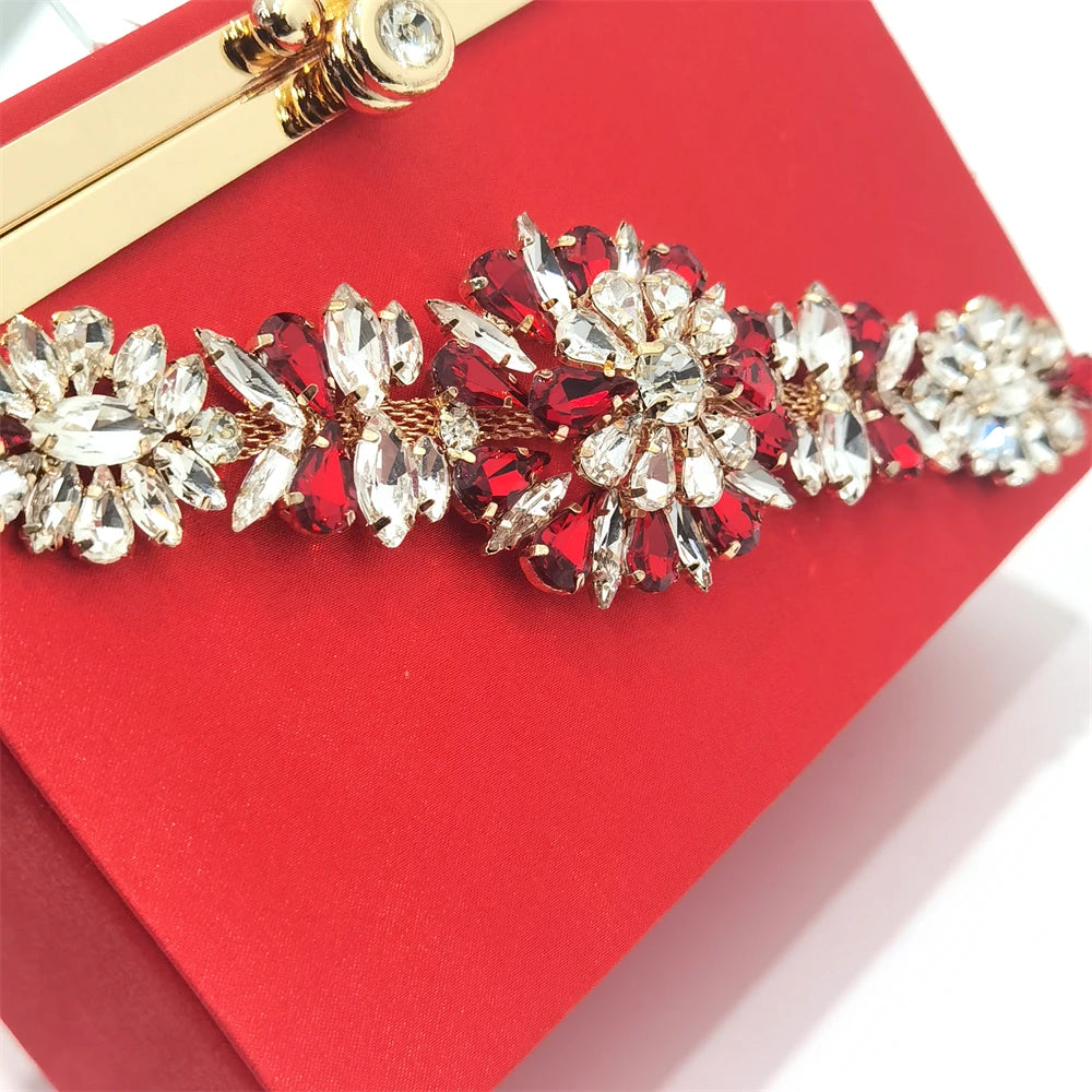 Pointed Toe Wedding Shoes And Bag, Full Diamond Decoration Metal Closure Bag