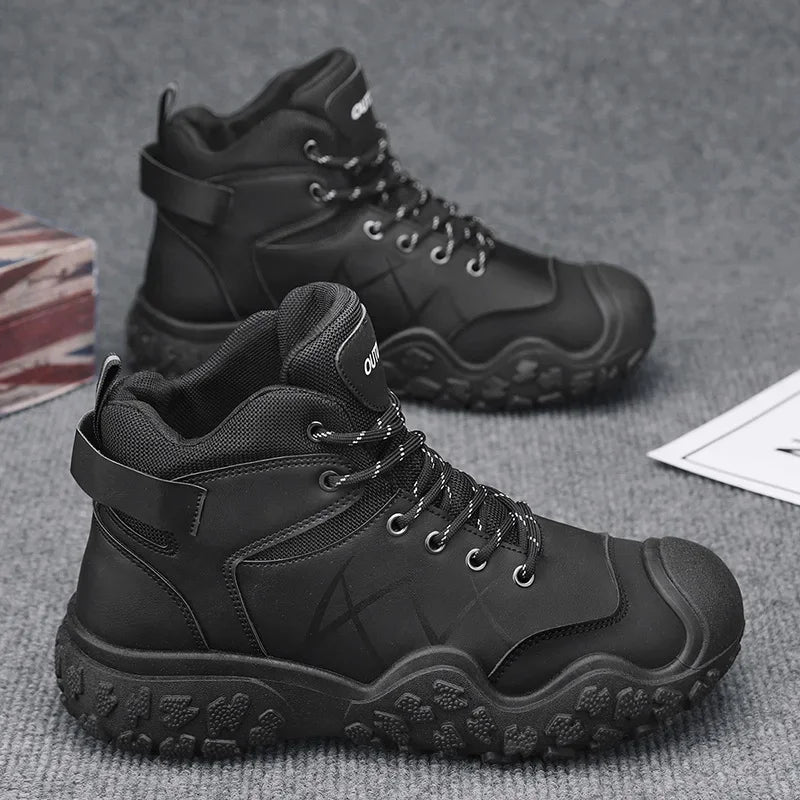 2025 Outdoor Men's Boots Hiking Shoes for Men Outdoor Boots Warm Leather Climbing Mens Shoes Waterproof Non-slip Men Ankle Boots