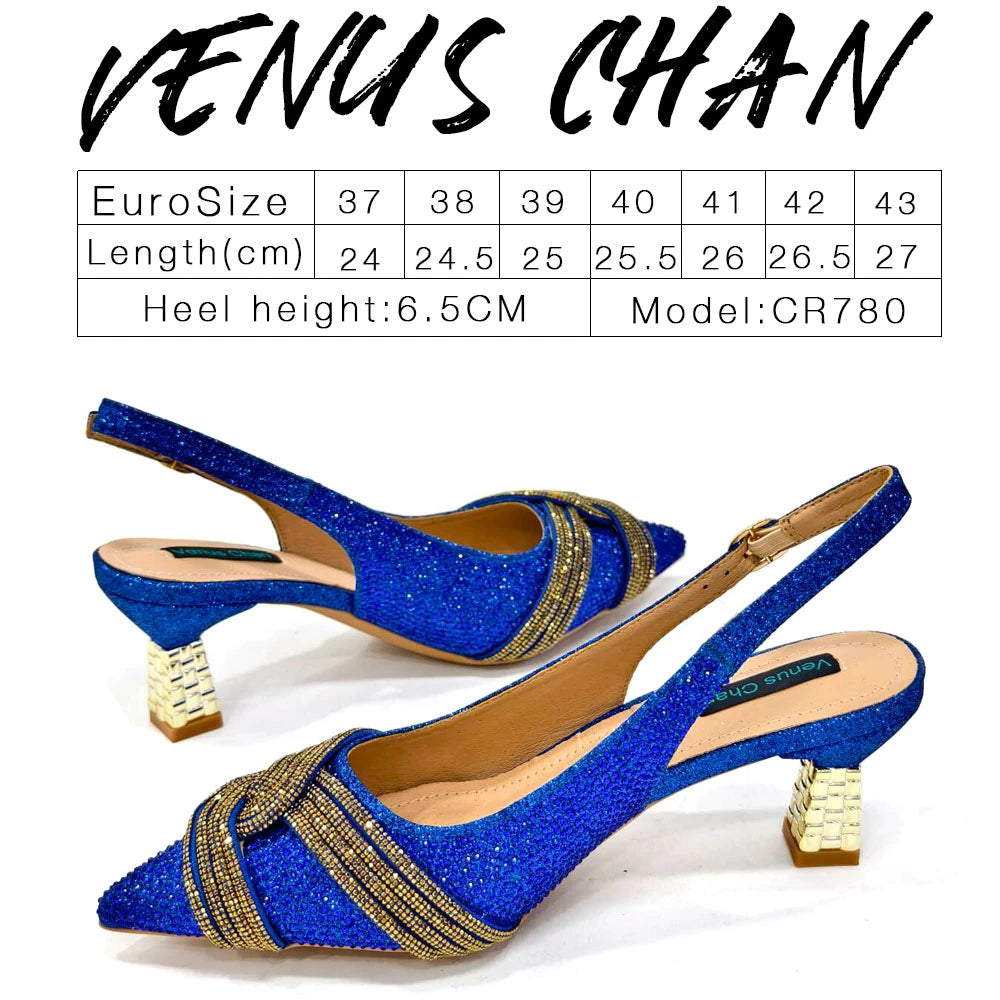 Women Shoes and Bag Set Champagne Color Rhinestone Handbag