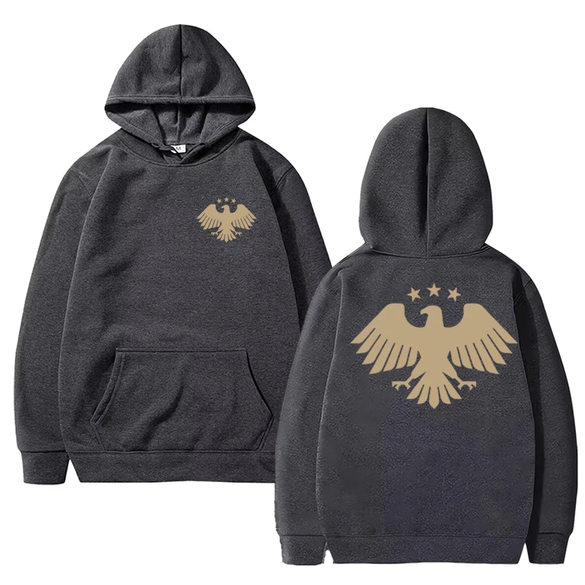 Autumn Winter Men women harajuku black Sweatshirt Eagle of Syria Double Sided Graphic Hoodie Unisex Fleece Long sleeve pullovers