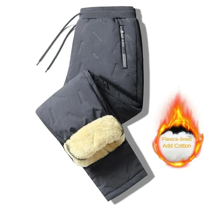 Men Plush Thick Fleece Sweatpants Lambswool Thermal Trousers