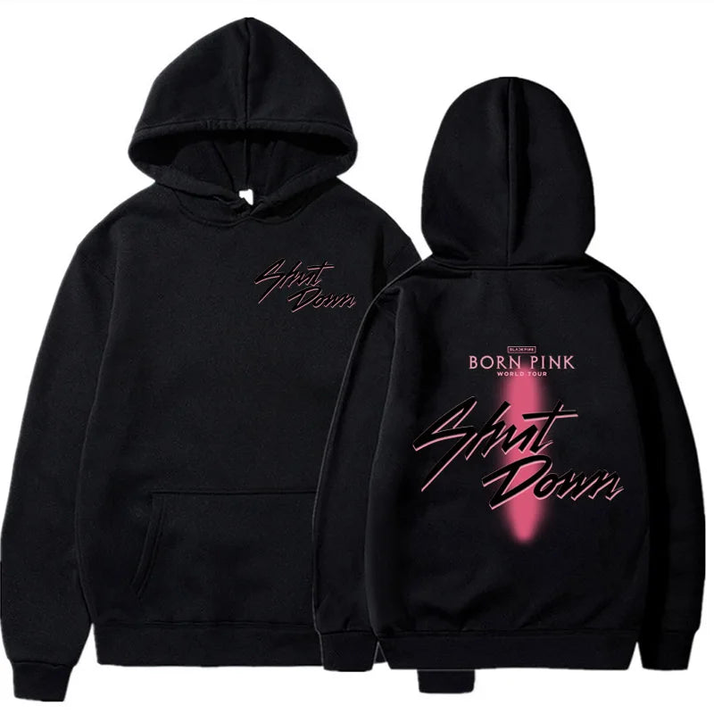 Shut Down Kpop Hoodie Student Funny Jisoo Lisa Rose Jennie Loog Sleeve Men Women Winter Warm Fashion Trend Gift Sweatshirts