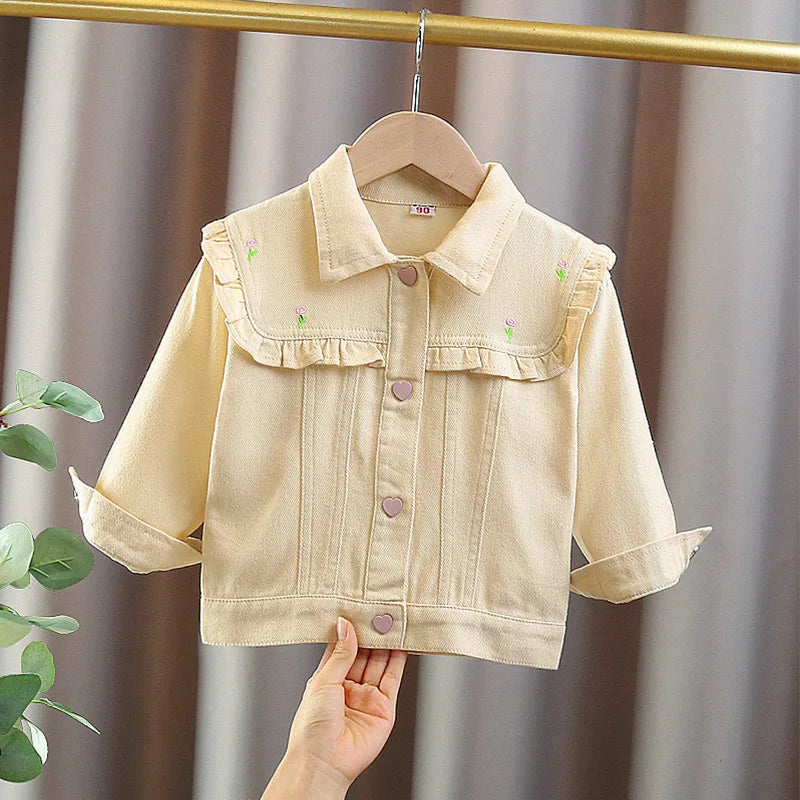 Kids Girls Pink Denim Coat