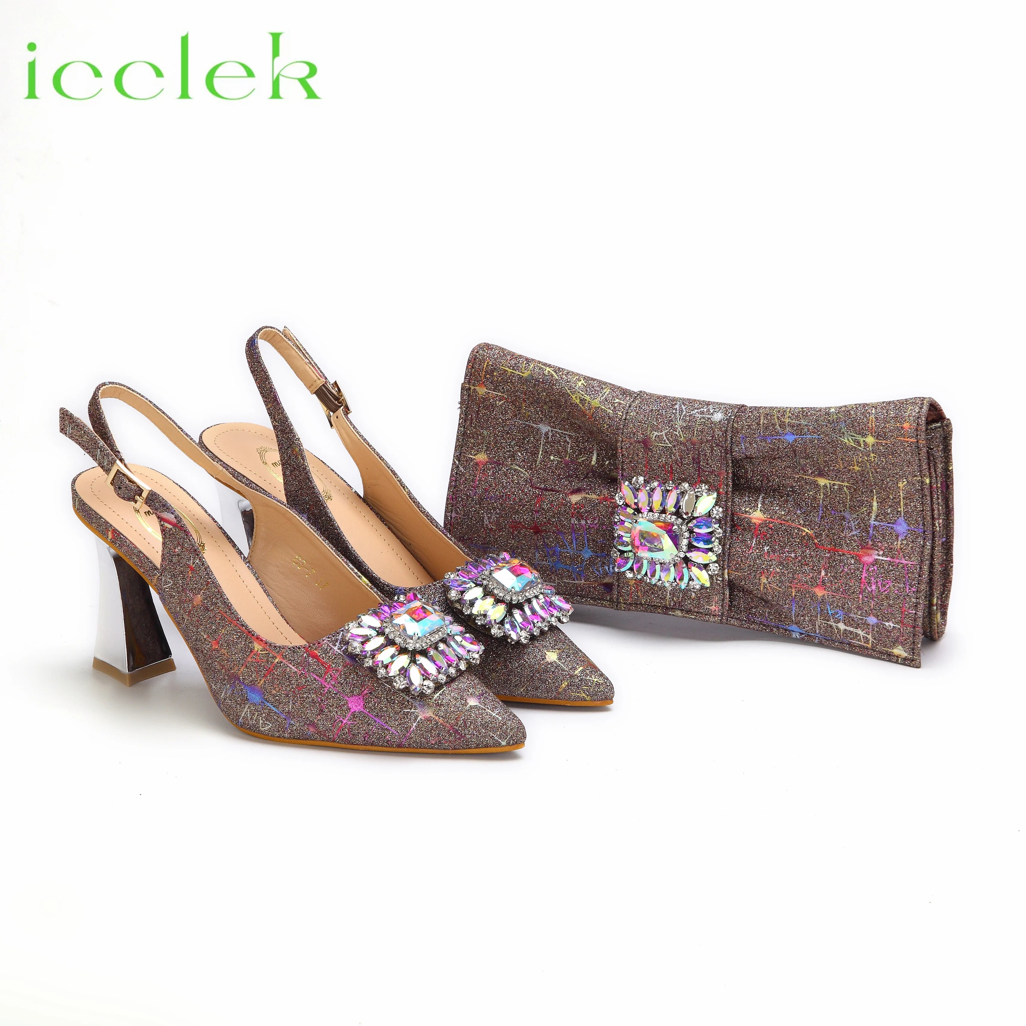 Pointed Toe Women Sandals Shoes Matching Bag Set For Ladies