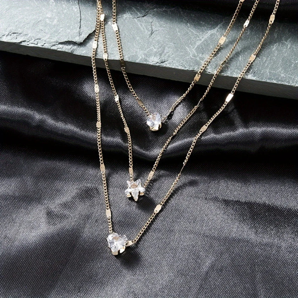 Star Heart Shape Water Drop Pendant Chain Necklace