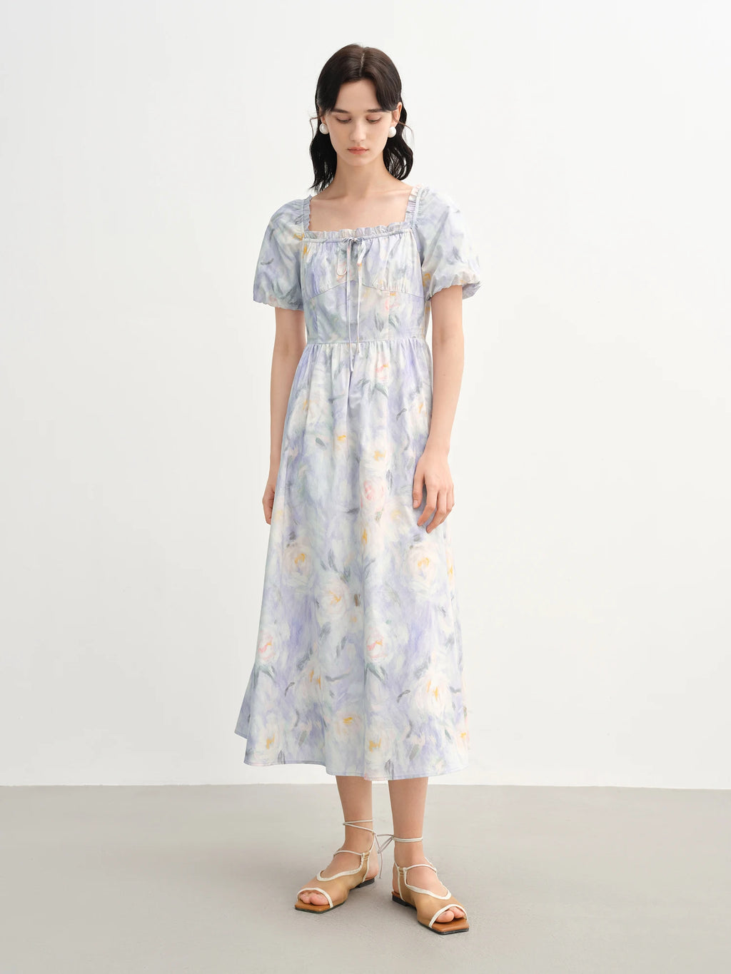 DUSHU French romantic oil painting skirt 2025 summer new product temperament sweet waist dress 25DS82735