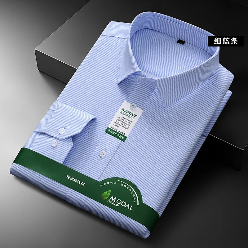 New Quality Anti-Wrinkle Men Shirt Long Sleeves Dress Shirts For Men Slim Fit Camisa Social Business White Office Shirt 4XL 5XL