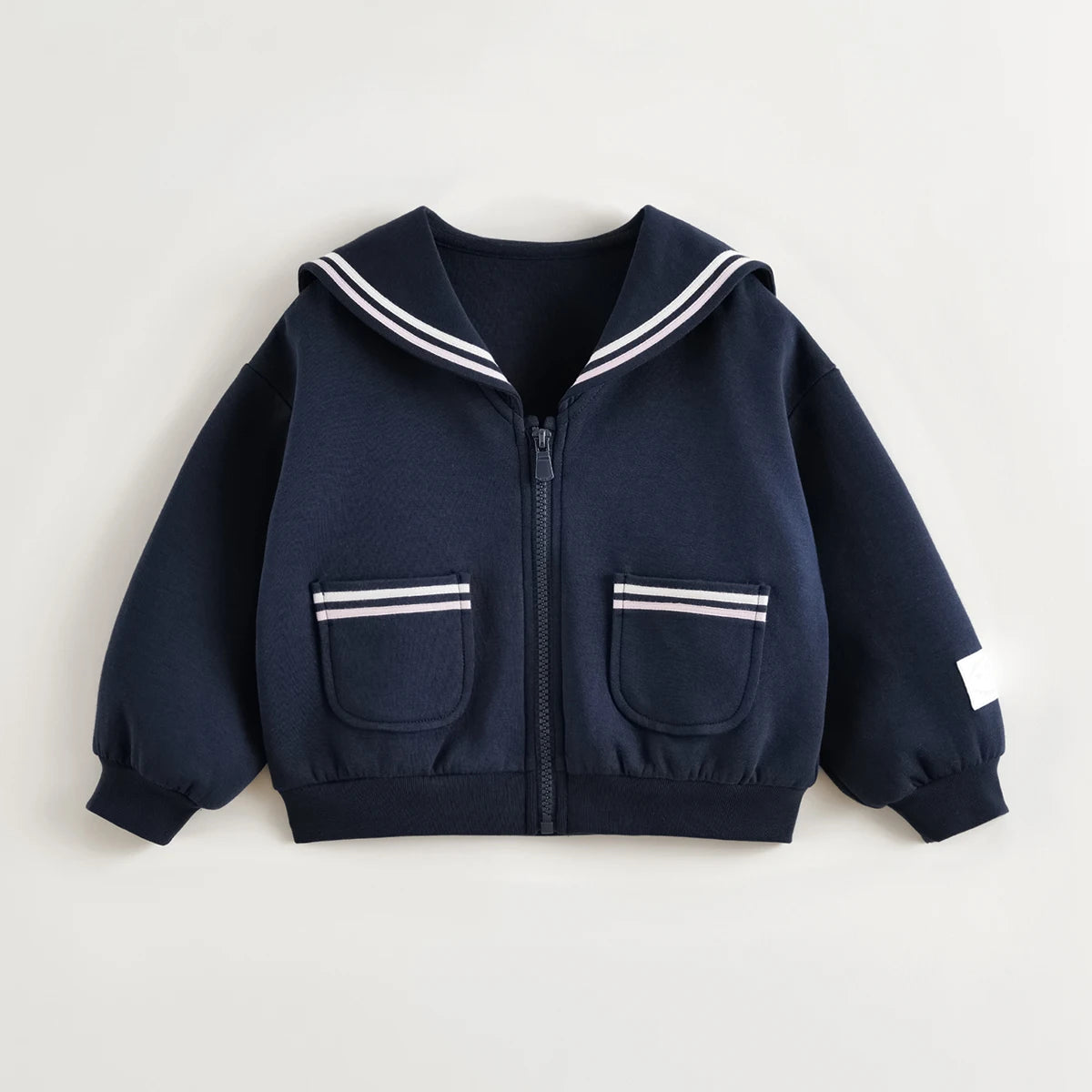 Girls Preppy Style Navy Lapel Jacket