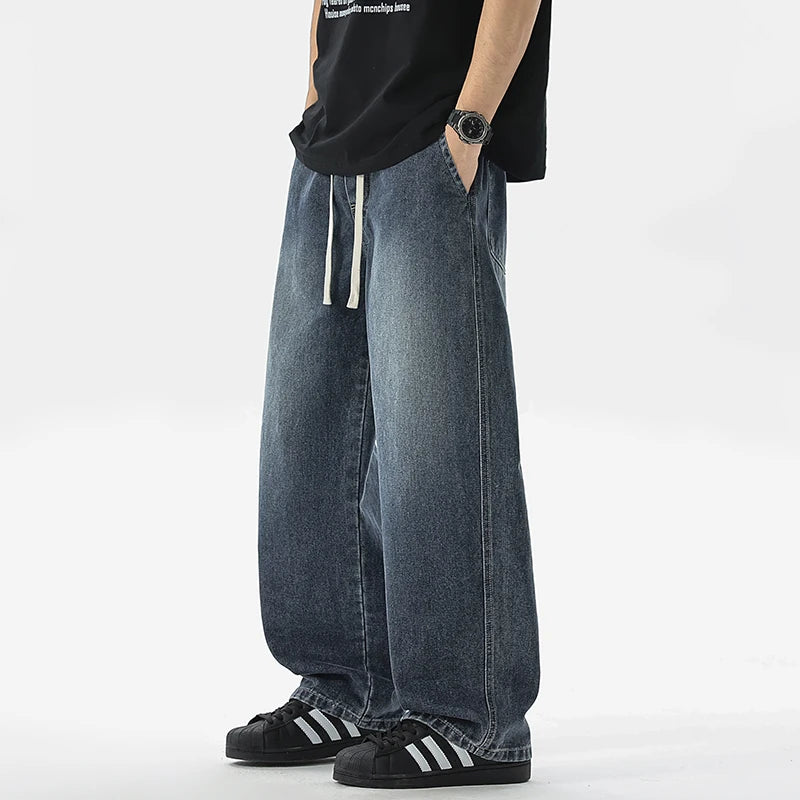 Men's Jeans American Loose Wide-leg Loose Straight Casual Trousers Street Hip-hop Baggy Jeans Black Grey  Blue Streetwear Men