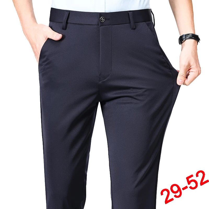 Plus Size Trousers Men Business Suit Pants Stretch Formal Dress Pants