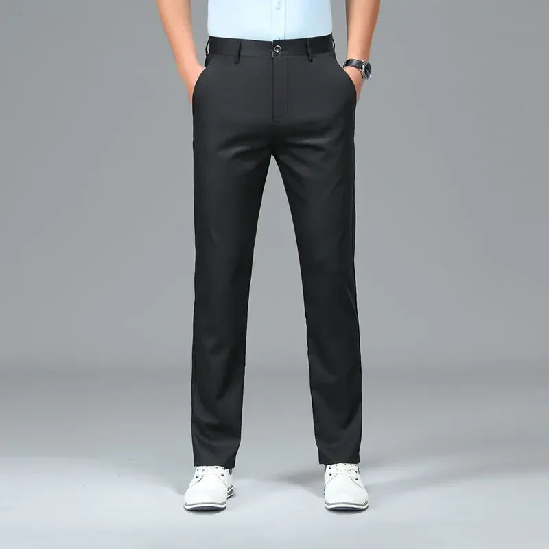 Bamboo Fiber Luxury Straight Pants Men Formal Suit Trouser