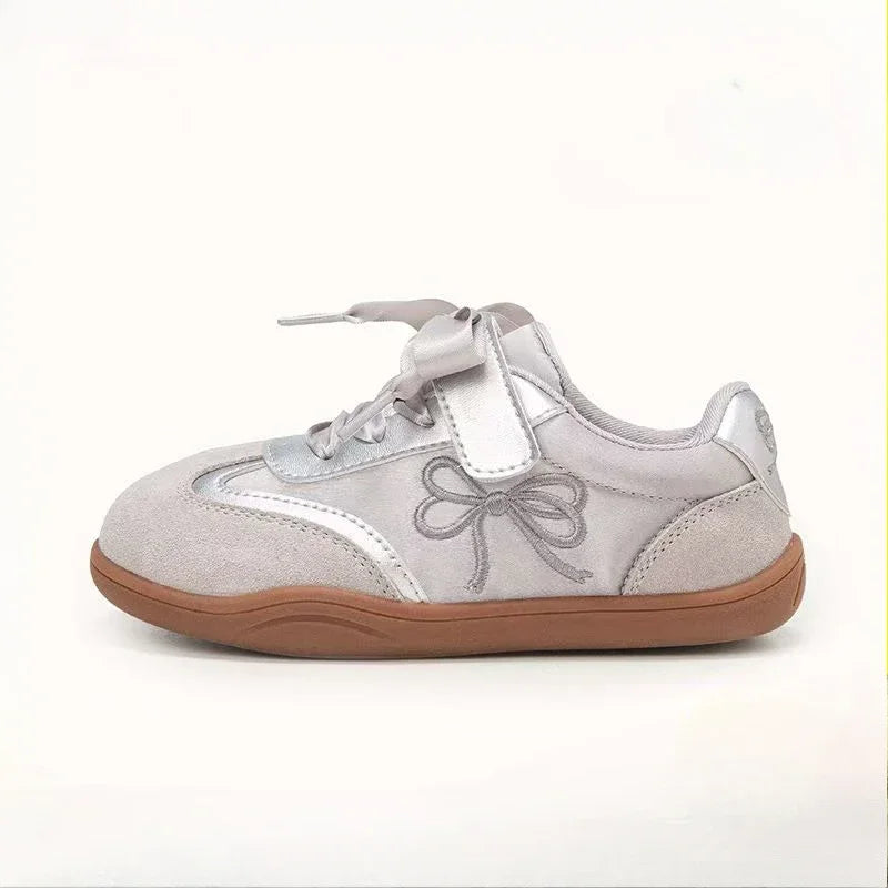2025 Children Casual Sneakers for Girls Spring New Fashion Korean Style Soft Anti-slippery Versatile Chic Sweet Bowtie Shoes