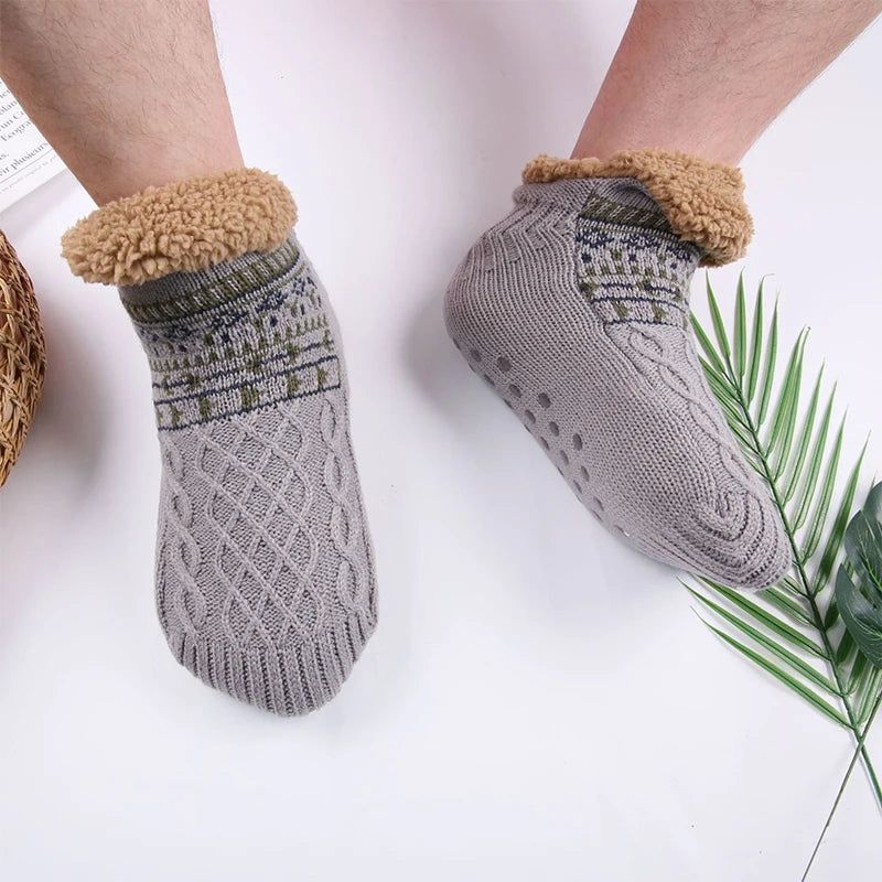 1 Pair Warm Winter Non-slip Floor Socks Women Men Snow Socks Sleep Carpet Socks Slippers Comfortable Soft Non-slip Yoga Socks