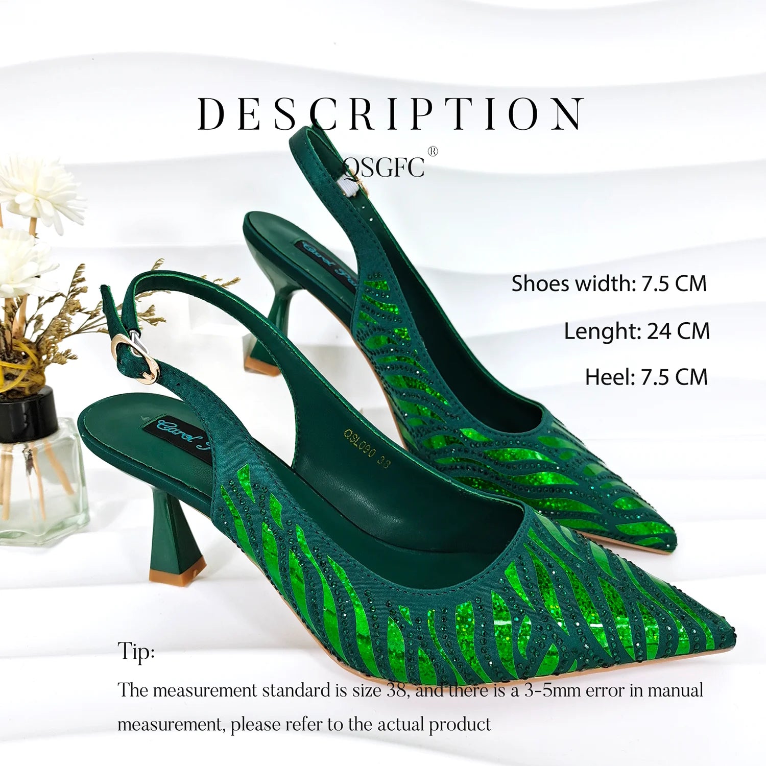 Ladies Heel and Bag Set Full Diamond Fashion Silver Color Pumps