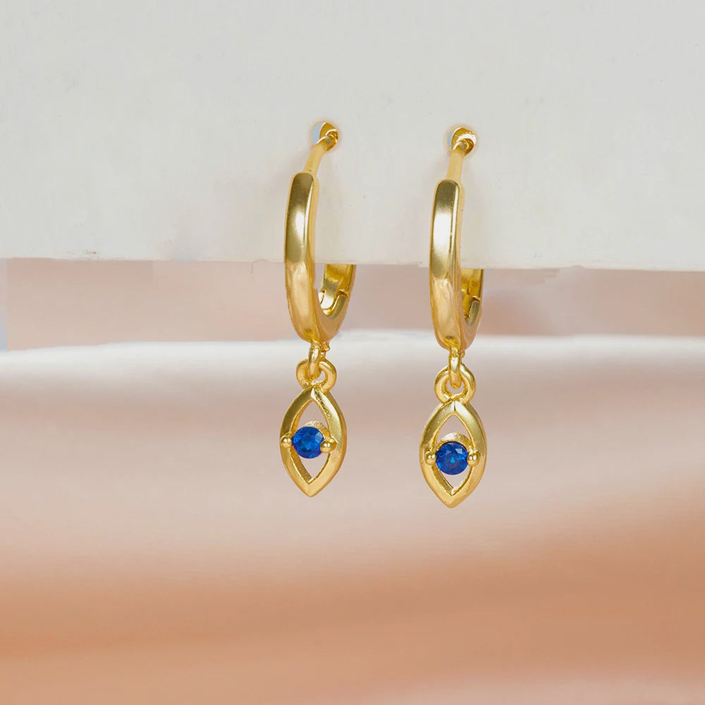 Fashion Gold Color Stainless Steel Ear Evil Eye Drop Earrings For Women