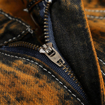 Denim Hole Jeans Personality Old Style Straight Design High Quality Men's pants