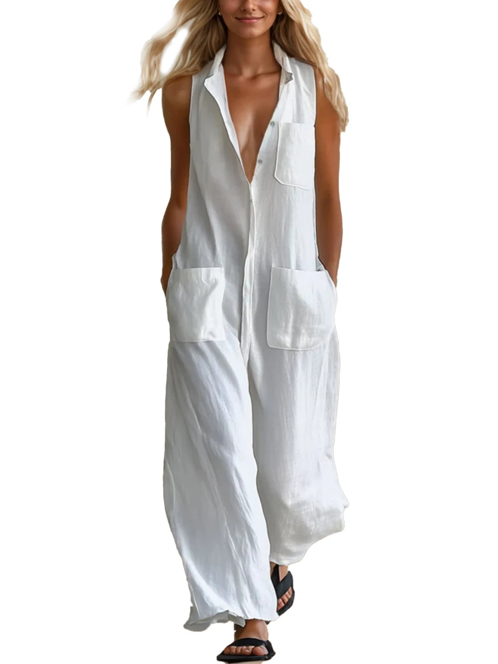 Women's Loose Pocket Sleeveless Pants