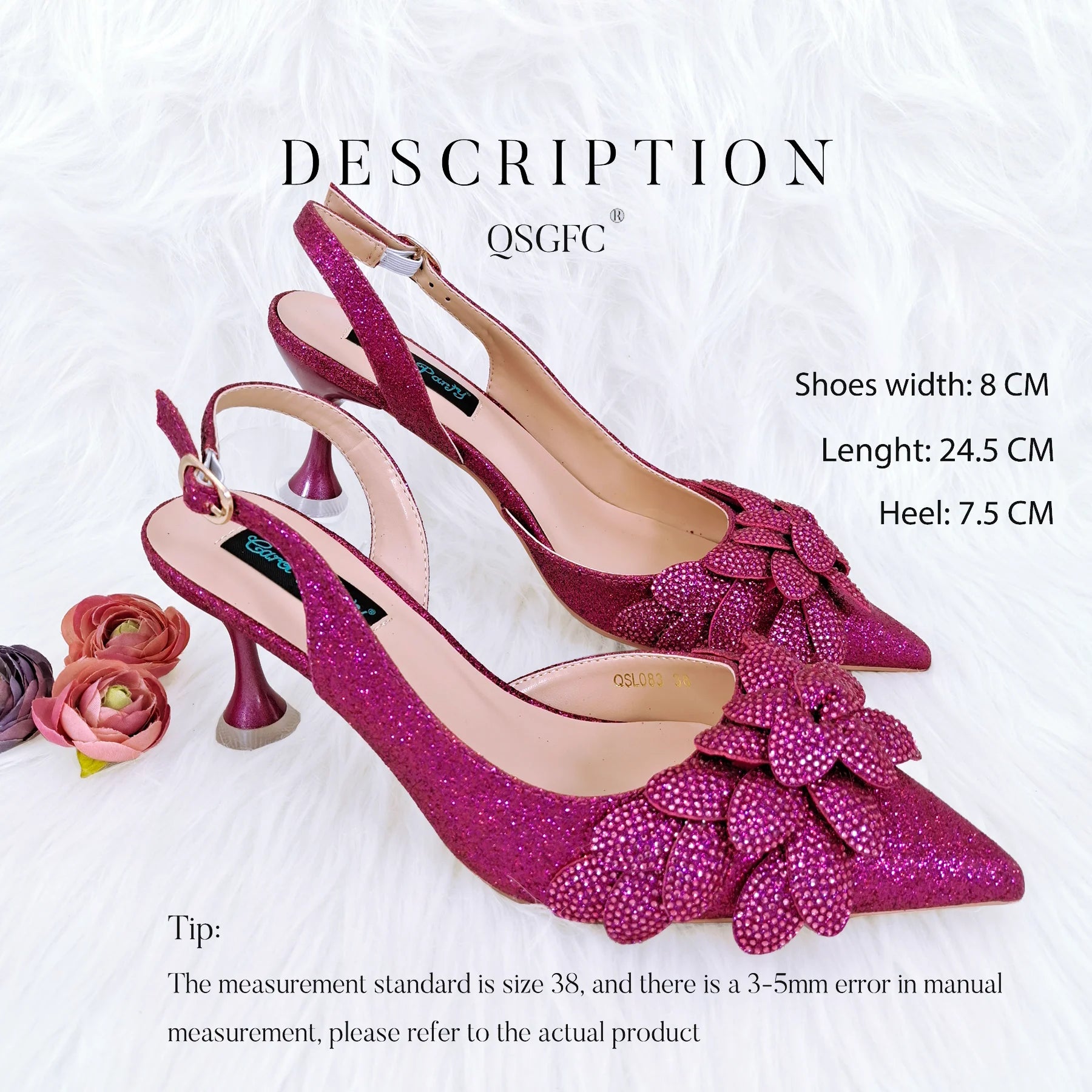 Handmade Garland Gag and Shoes Pointed Toe Pumps Crystal Handle Clutch