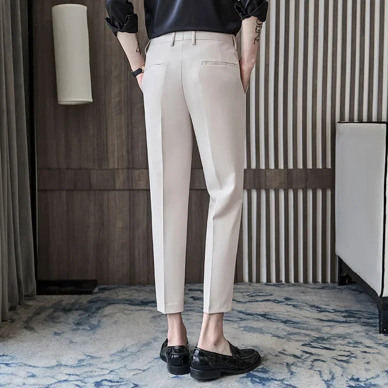 Men Slim Fit Casual Office Trousers Formal Social Wedding Party Suit Pant