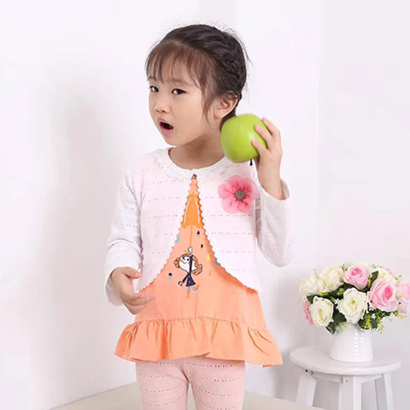 Summer Girls Shawl Jacket Thin Long Sleeve Kids Cardigan Outerwear White
