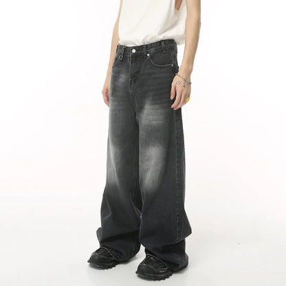 Vintage Men's Baggy Denim Trousers Streetwear Wide Leg Pants