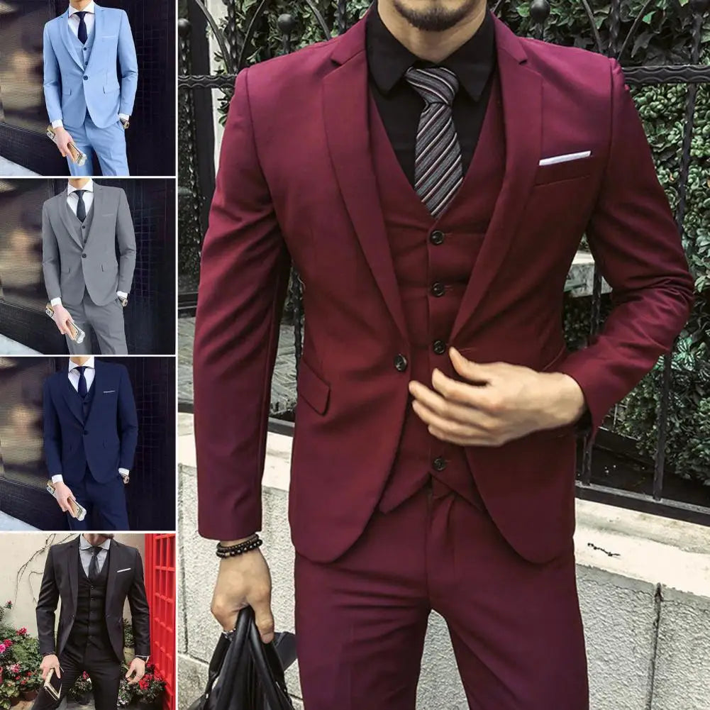 Men Three-piece Suit Elegant Formal Suit
